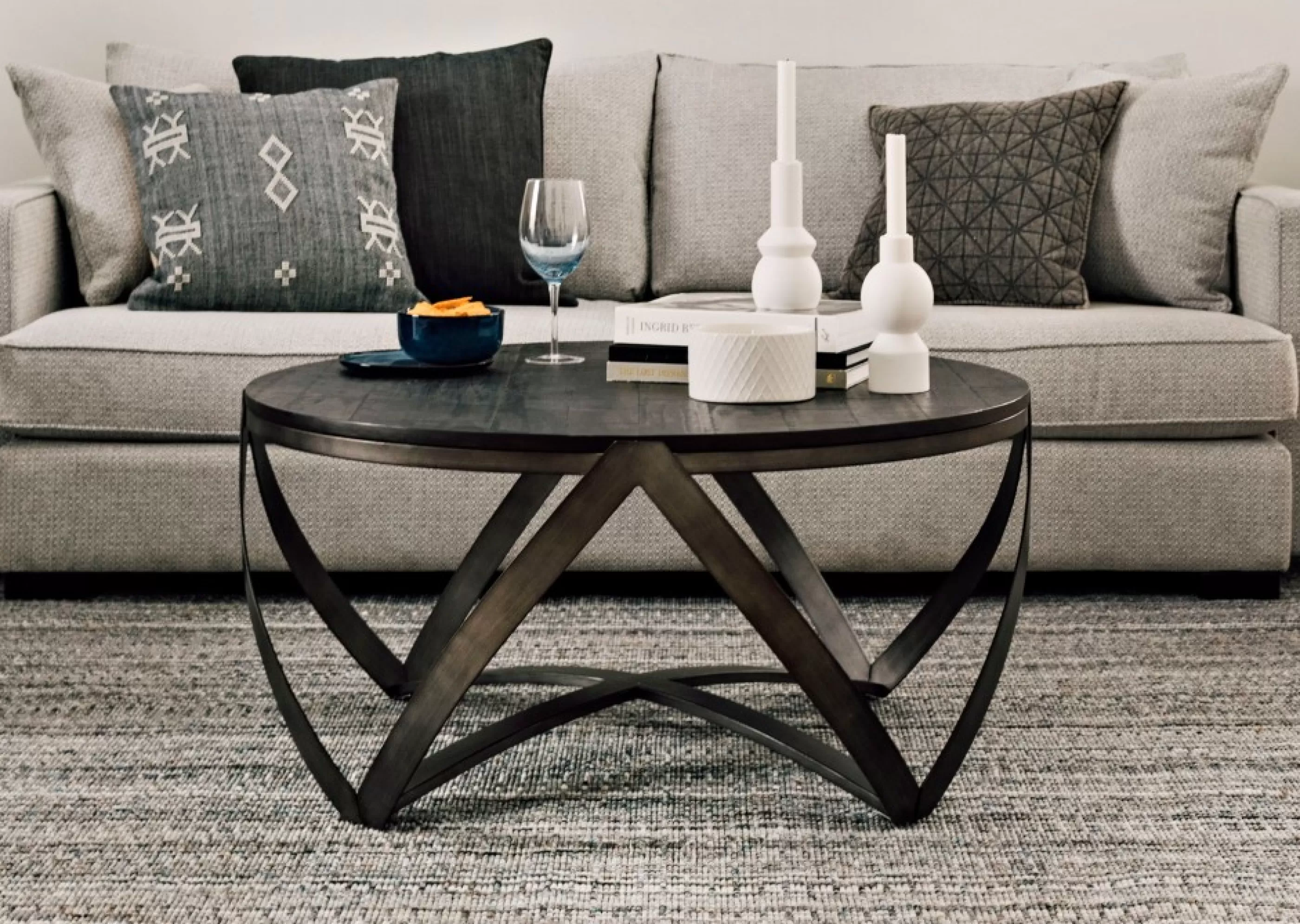 unavailable Coffee Tables*Argyle Round Coffee Table -Reviv Coal