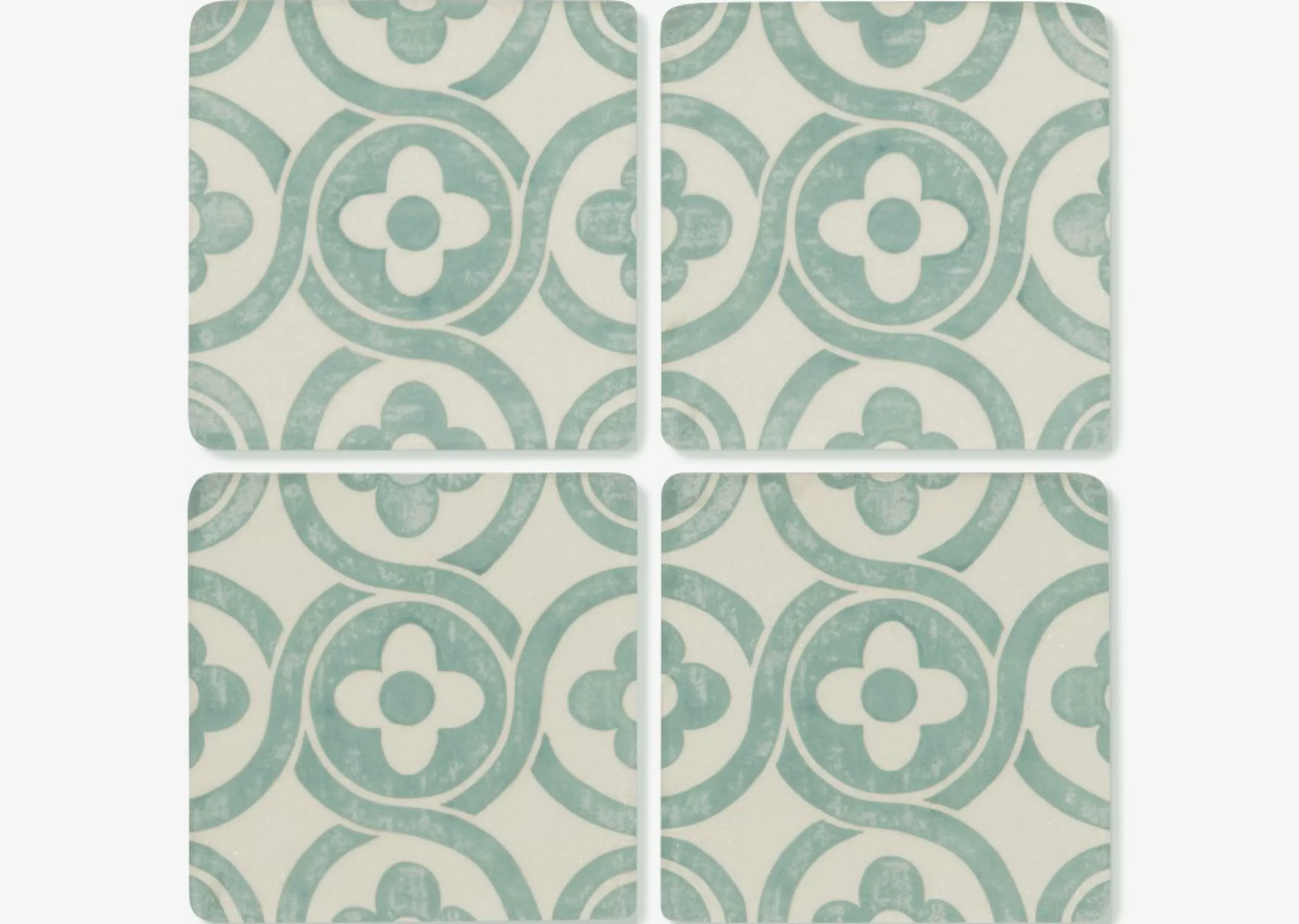 unavailable Table Linens*Geo Coaster Set Aqua/Ivory
